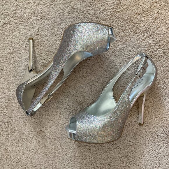 Guess silver glitter heels size 7.5 - Picture 2 of 7